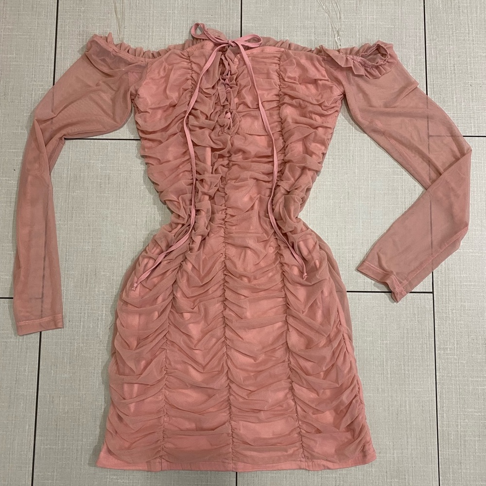Fashion Nova Ruched Blush Pink Dress
